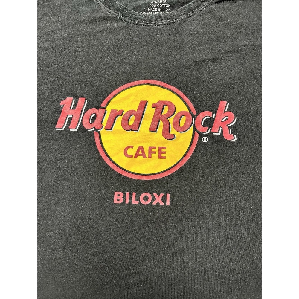 Hard Rock Cafe Biloxi T Shirt Mens XL Faded Black Distressed Graphic Cotton Tee
